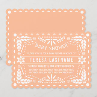 Invitation Poche et blanc papillon picado bébé douche