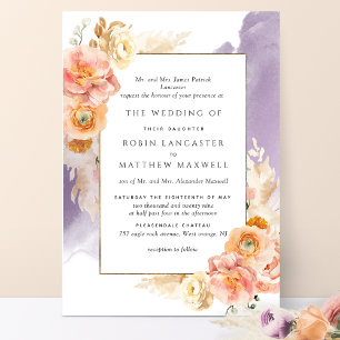 Invitation Poche formelle, Blush, Mariage d'aquarelle lavande