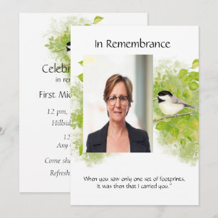 Invitation Poche Keepsaké Memorial Chickadee Nature Oiseau Ar
