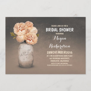 Invitation Poche peinte bocal bocal rustique douche nuptiale