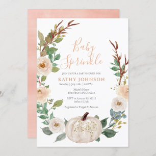 Invitation Poche Sage blanc Citrouille Baby Sprinkle Invitati