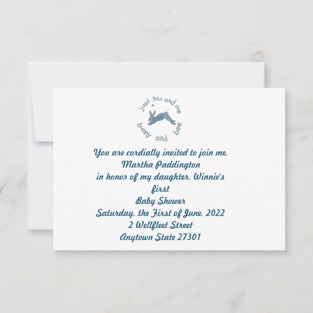 Invitation Poem Bunny Bee Bunnies Bees Baby shower (Devant)