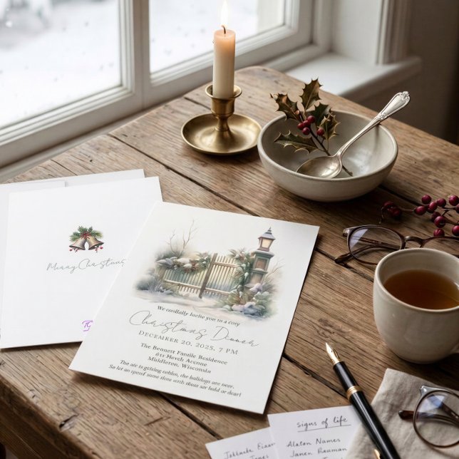 Invitation Poème de fête de Noël Aquarelle Vacances (Créateur téléchargé)