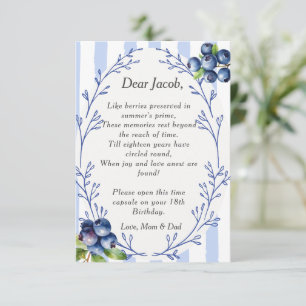 Invitation Poème de la capsule temporelle Myrtille Note de