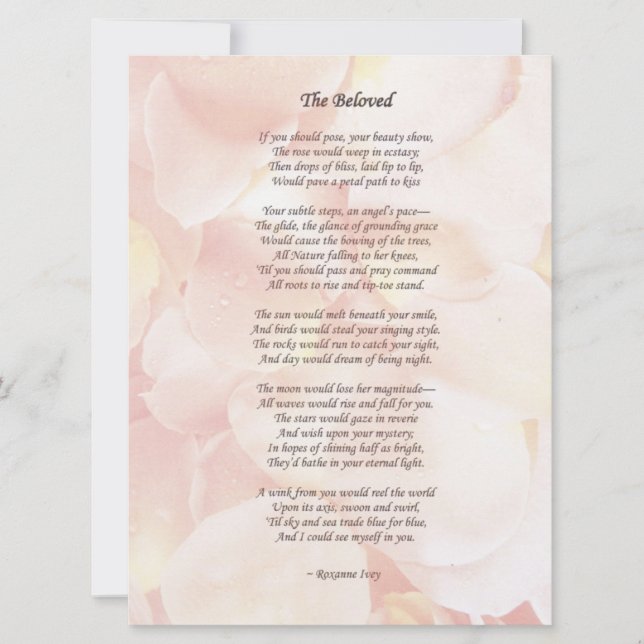 Invitation Poème Mariage "Bien-aimé"/ (Devant)