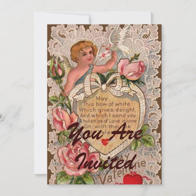 Invitation Poème Saint Valentin avec dentelle (Devant)