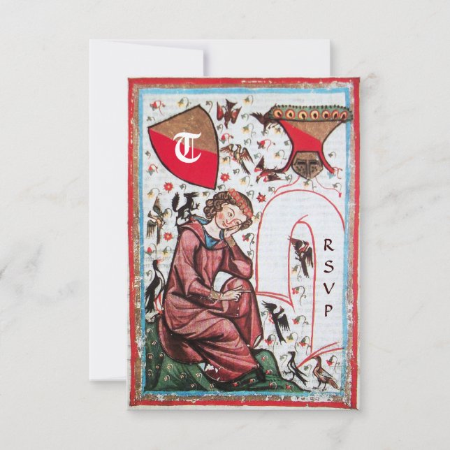 Invitation POÈTE DANS LE JARDIN DES OISEAUX MONOGRAM rsvp (Devant)