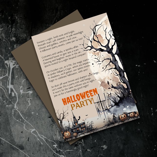 Invitation poétique déplaisante Halloween Éffrayan (Elevate your upcoming event with uniquely designed Halloween invitations featuring a spooky poem!)