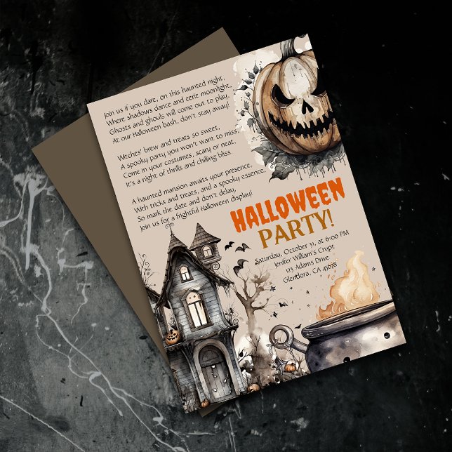 Invitation poétique déplaisante Jack-o'-lantern Ha (Elevate your upcoming event with uniquely designed Halloween invitations featuring a spooky poem!)