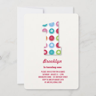 Invitation Poids Fuzzy Couleur Points 1er Anniversaire Photo