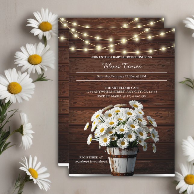 Invitation Poids rustique dans le Baby shower en fleur (Créateur téléchargé)