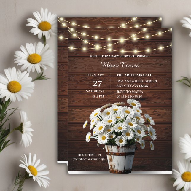 Invitation Poids rustique dans le Baby shower en fleur (Créateur téléchargé)