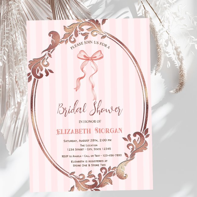 Invitation Poignée à la main, Fête des mariées Frame rose ray (Créateur téléchargé)