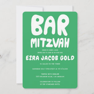 Invitation Poignée super Barre personnalisée Mitzvah Green
