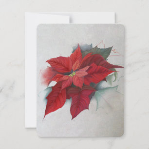 Invitation Poinsettia Christmas Oil Painting