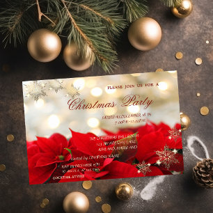 Invitation Poinsettia de Noël, Réveillon de Noël d'entreprise