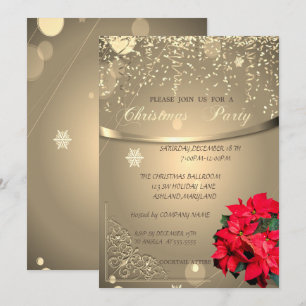 Invitation Poinsettia, Fête de Noël de la société Confetti