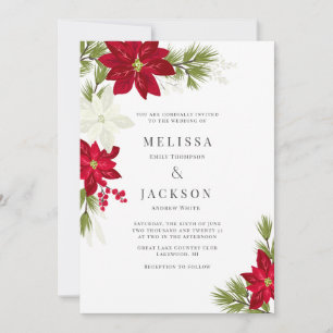 Invitation Poinsettia Fleur et Mariage de pin
