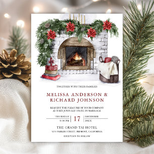 Invitation Poinsettia Foyer de Noël Mariage de Noël