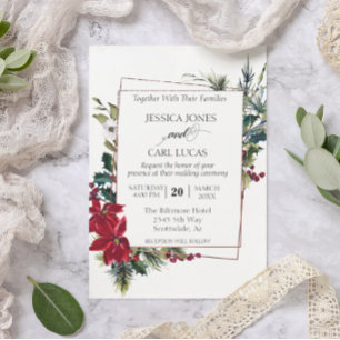 Invitation Poinsettia hiver Noël Floral Cadre moderne