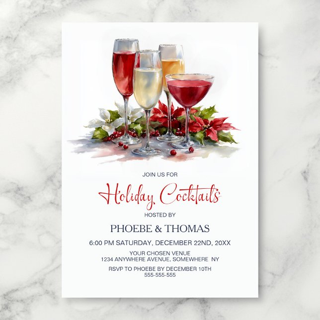 Invitation Poinsettia Holiday Cocktail Party (Créateur téléchargé)