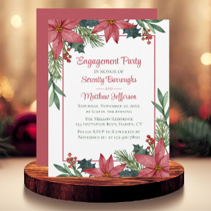 Invitation Poinsettia Noël Rouge Floral Fiançailles Part