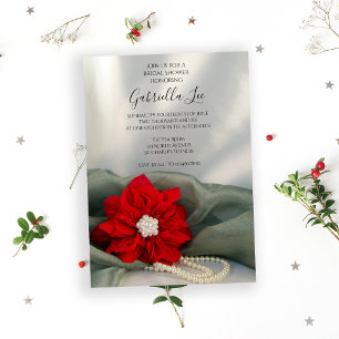Invitation Poinsettia perles sur la Fête des mariées d'hiver