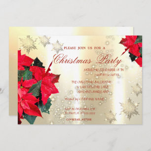 Invitation Poinsettia Snowflakes, fête de Noël d'entreprise