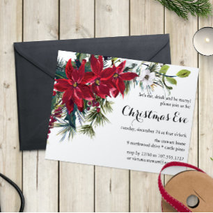 Invitation Poinsettia vacances Floral   Soirée de Noël