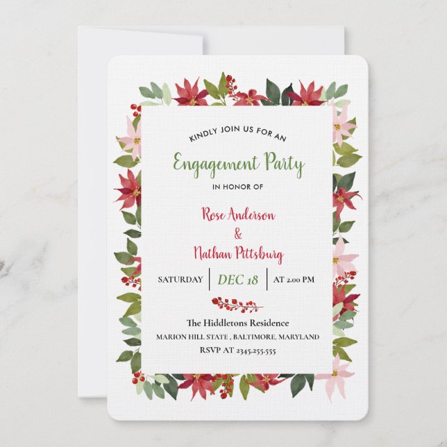 Invitation Poinsettia Watercolor (Devant)