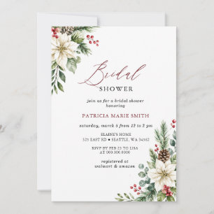 Invitation Poinsettias Cônes de Pin Noël Baby Shower de Maria