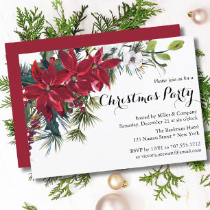 Invitation Poinsettias de Noël d'entreprise personnalisés