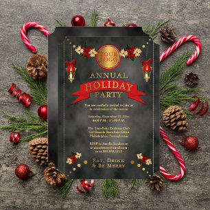 Invitation Poinsettias   Lanternes Fête d'entreprise
