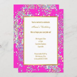 INVITATION POINT HOLOGRAPHIQUE BLANC ROSE CHAUD CLAIR
