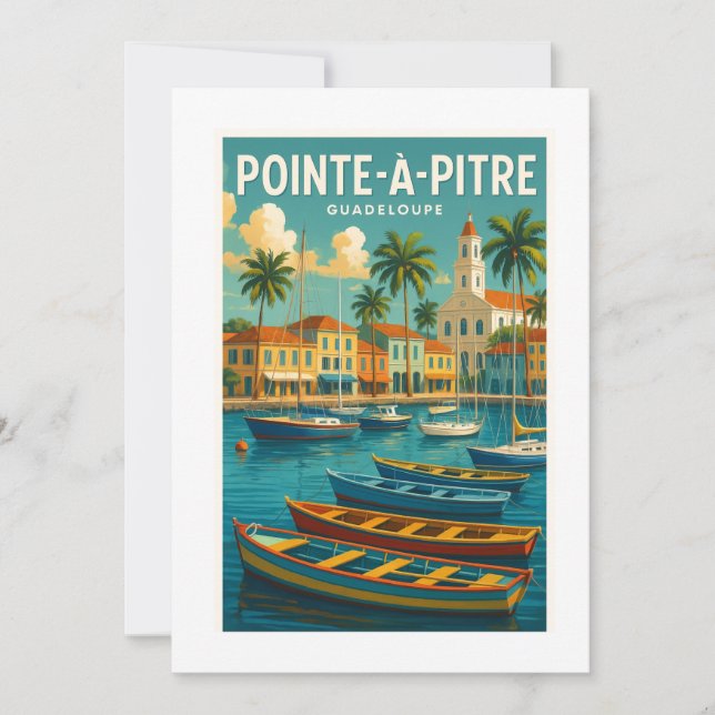Invitation Pointe-à-Pitre – Carte vintage Guadelou (Devant)
