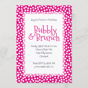 Invitation Pointe Polka et rose chaud au brunch
