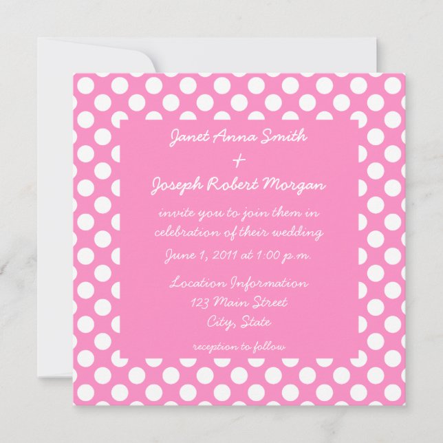 Invitation Pointe rose et blanche (Devant)