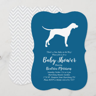 Invitation Pointer Chien Baby shower Garçon bleu