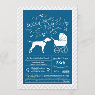 Invitation Pointer Dog Baby shower Boy Blue