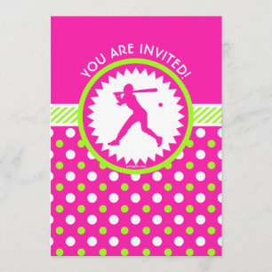 Invitation Pointeur de softball personnalisé - Polka-Dots ver