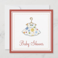 Invitation pointillée de baby shower de la robe de