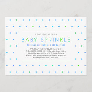 Invitation Points Bleus Garçon Moderne Propre Baby Sprinkle I