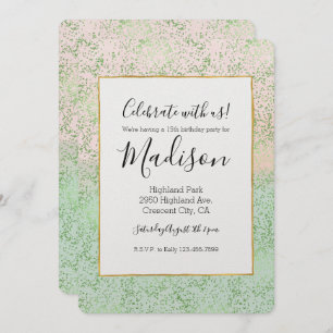 Invitation Points Confetti Aquarelle Rose-Mint
