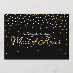 Invitation Points Confetti Black & Gold MAID OF HONOR
