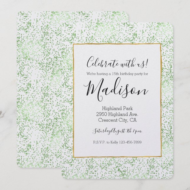 Invitation Points Confetti de menthe (Devant / Derrière)