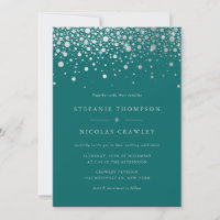 Points Confetti Faux Silver Foil Mariage Turquoise