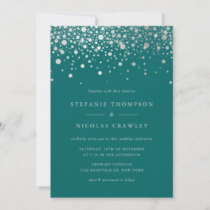 Invitation Points Confetti Faux Silver Foil Mariage Turquoise
