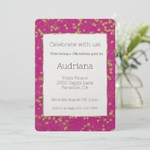 Invitation Points Confetti Glitzy Rose Or Étincelle