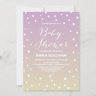 Invitation Points Confetti   Lilac Ombre Baby shower Invitati