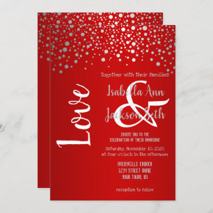 Invitation Points Confetti rouge et argent